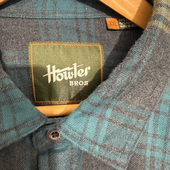 HOWLER BROS. BUTTON UP FLANNEL SHIRT XXL (MINT) - Picture 2 of 6
